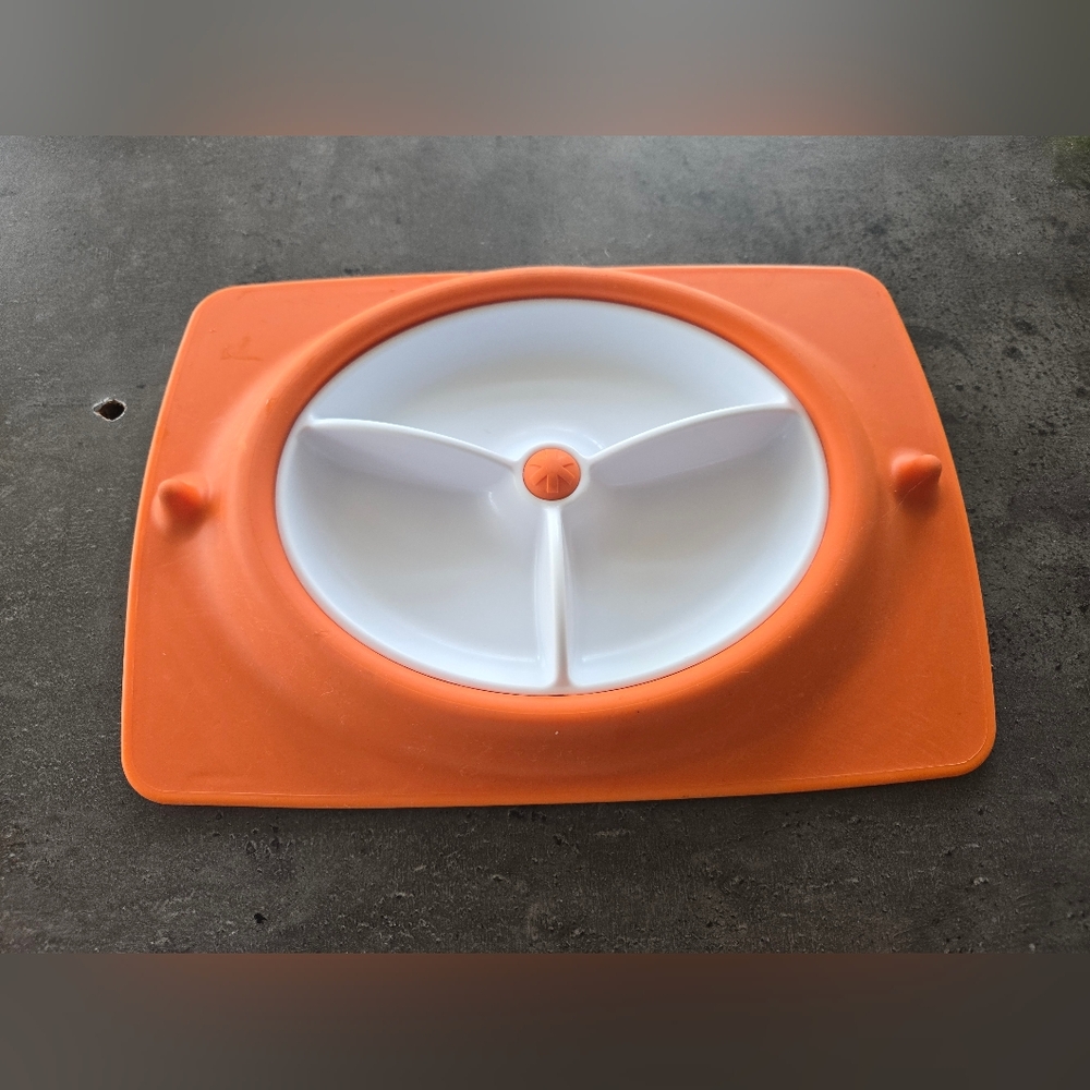 Orange and White Divided Plate
